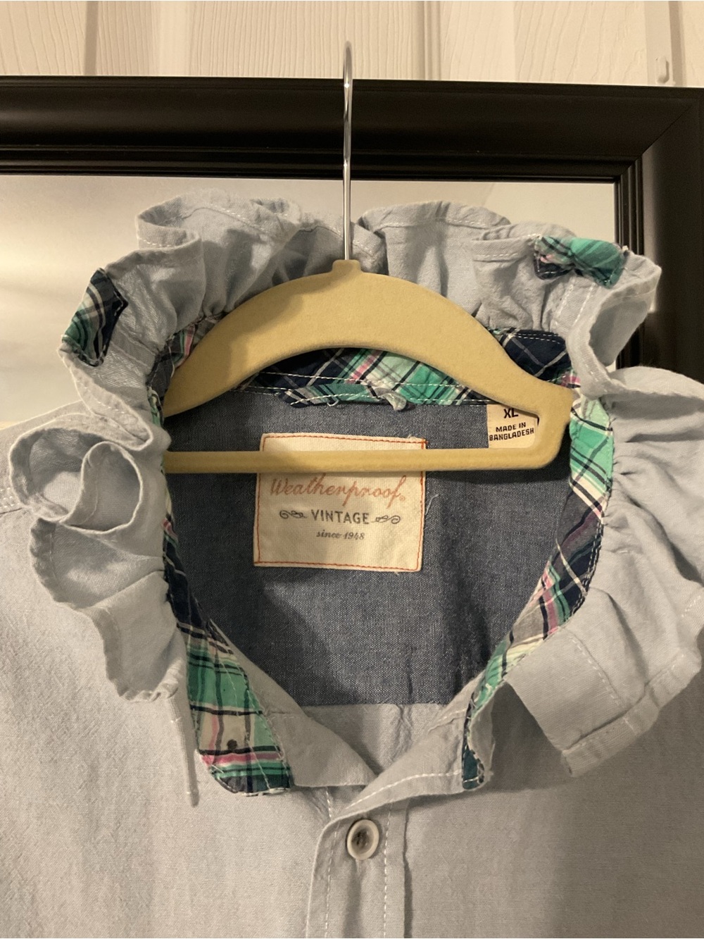 Upcycled Weatherproof Light Blue Short-Sleeve Button Down Shirt - Picture 3 of 3